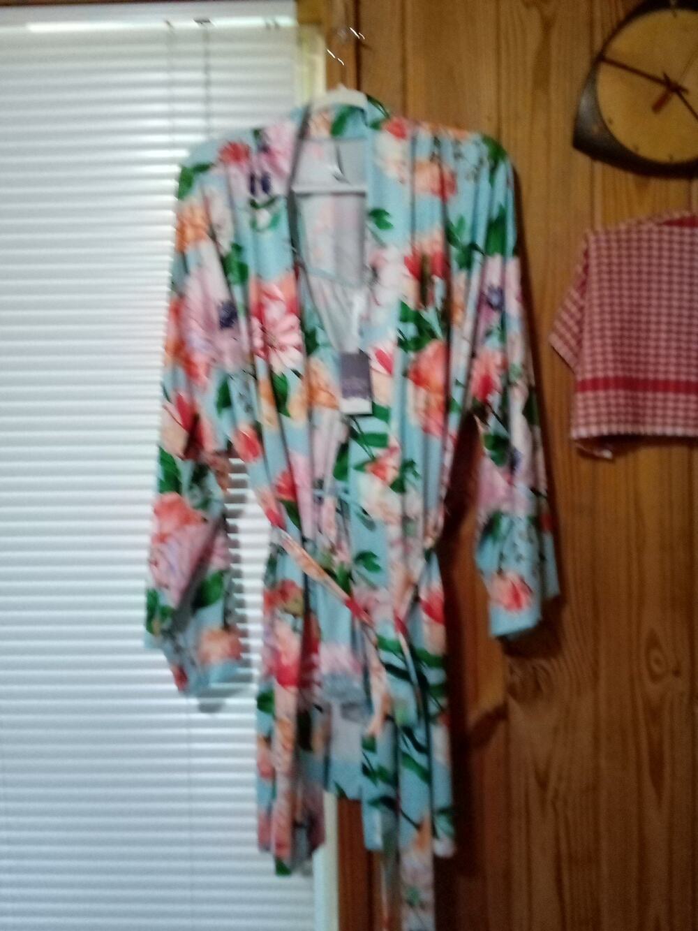 NWT Cacique 3 Piece Floral Green Cami, Lingerie With Robe Set 22/24